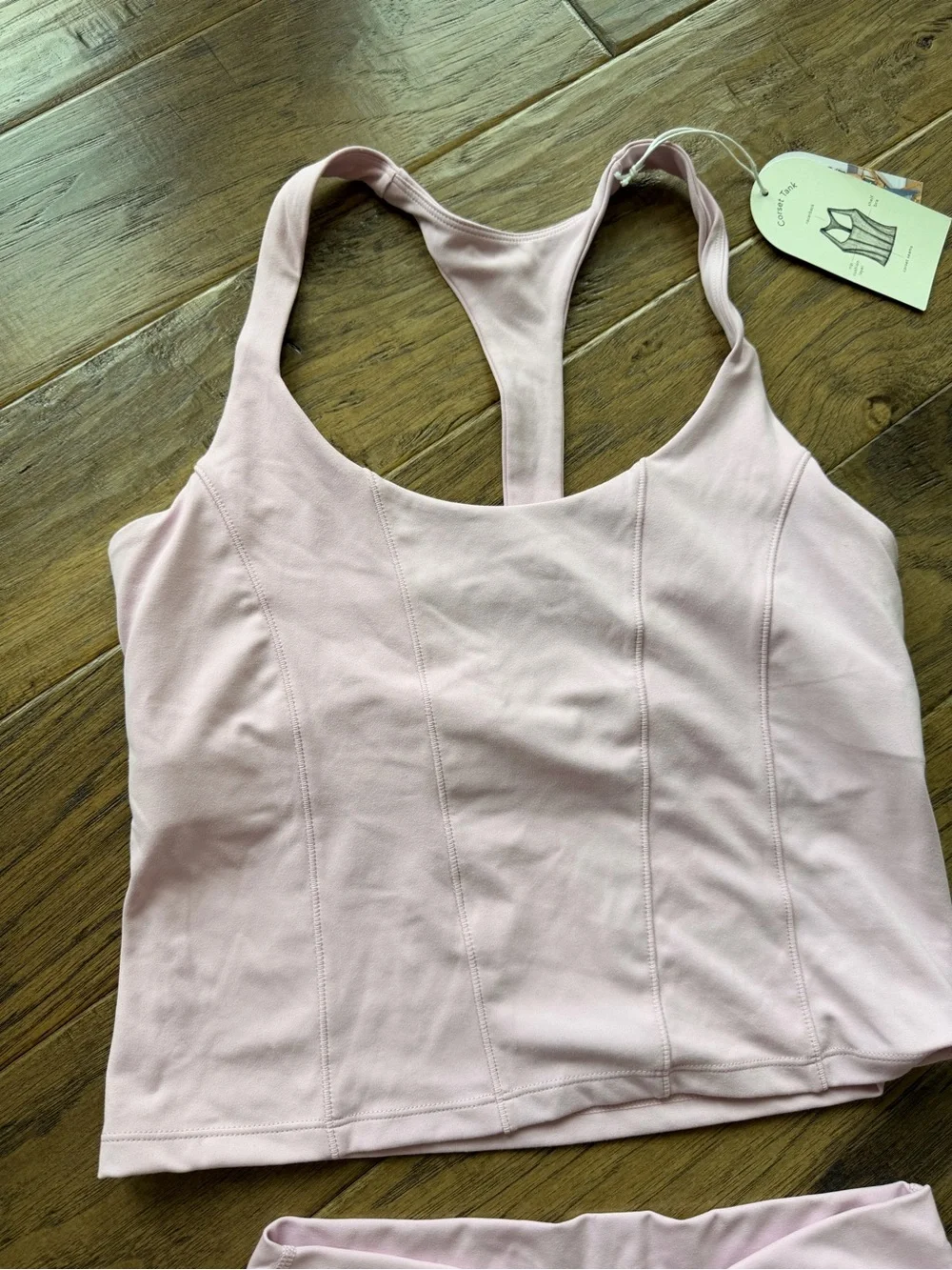 Women's Light Pink Racerback Crop Sports Bra + Skirt Set - Picture 3 of 9